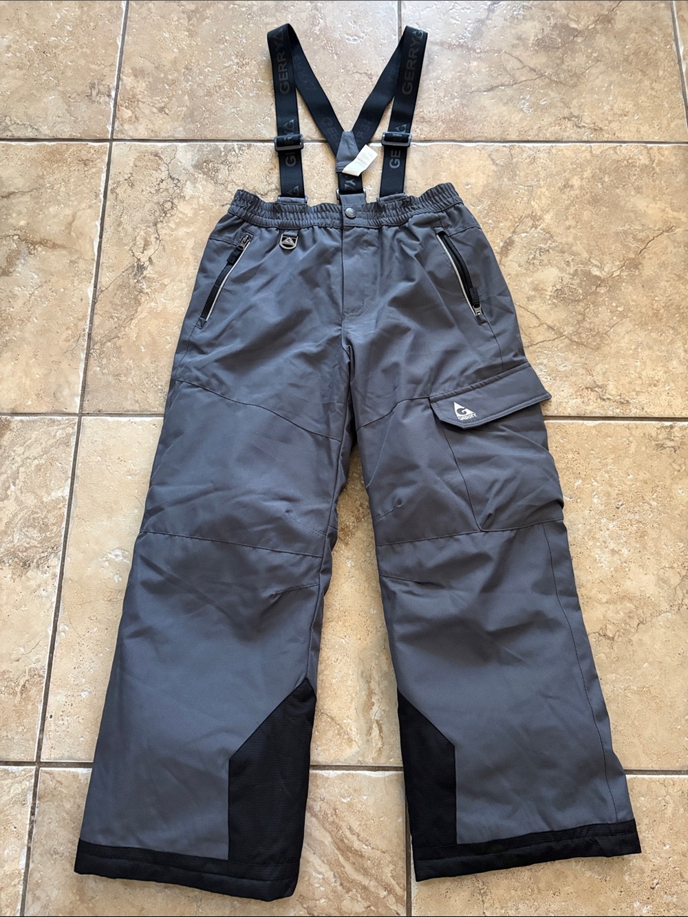 Gerry Gray Snow pants with Black Suspenders size L-14/16